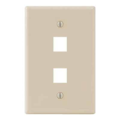 ICC Oversized 2-Port Keystone Wall Plate, UL Listed, ABS Plastic, Single Gang Faceplate for RJ45 Modular Inserts, Almond, 1-Pack
