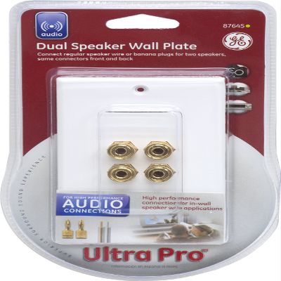 GE 87645 Dual Speaker Wall Plate with 4 Post Center Pin