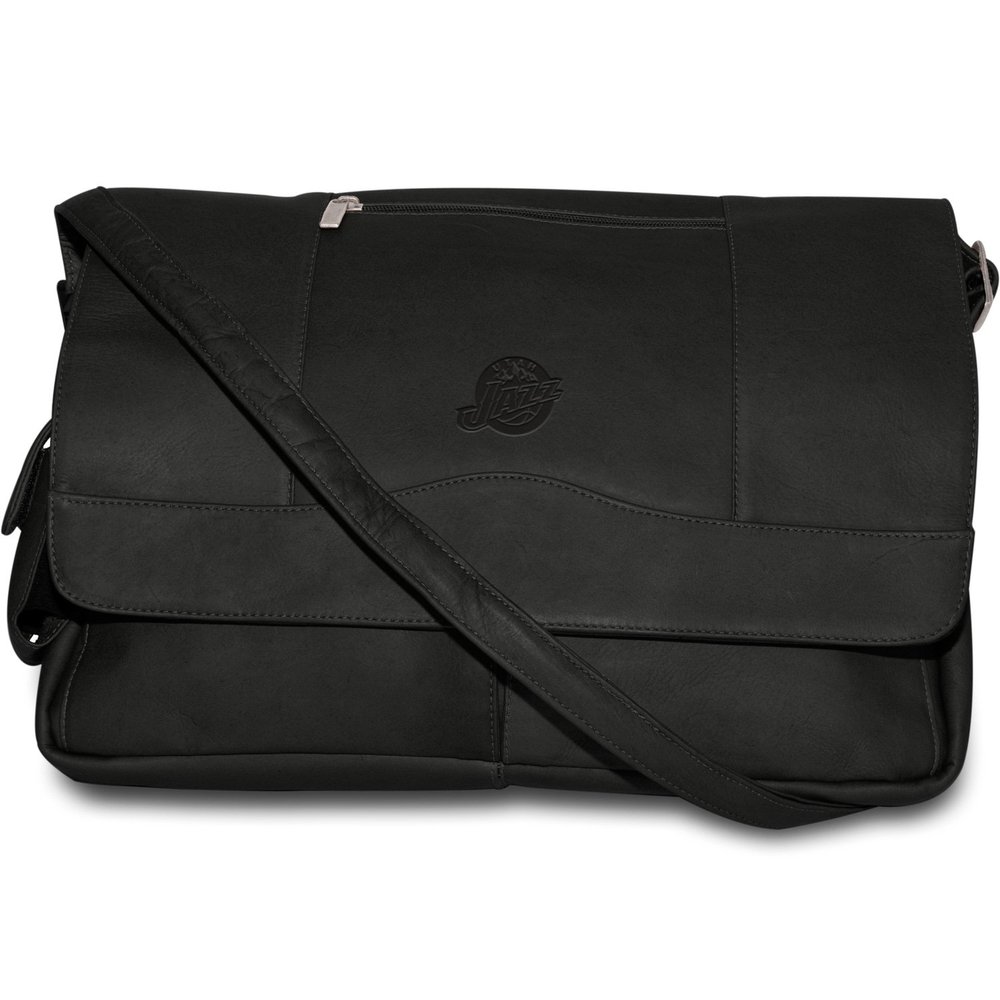 NBA Utah Jazz Black Leather Laptop Messenger Bag