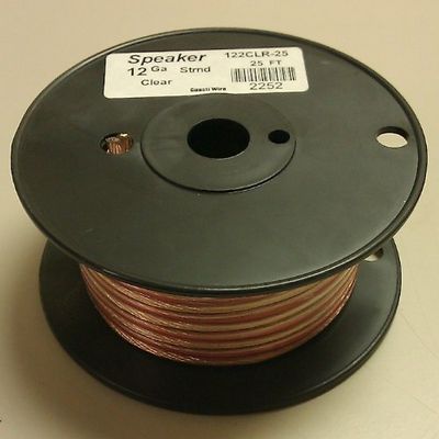 12 Gauge Clear Speaker Wire 25' Roll