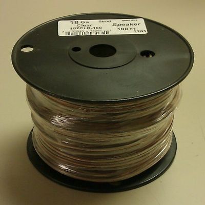 18 Gauge Clear Speaker Wire 100' Roll