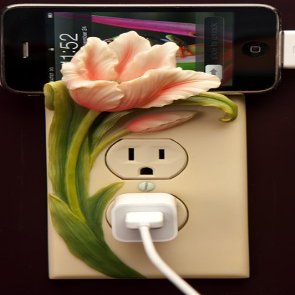 Tulips Hand Painted Electric Outlet Cover Sculpture By Ibis & Orchid Designs