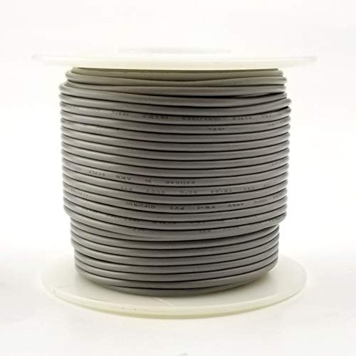 GPW Grey 22AWG Stranded 300V Hook Up Wire - 100' Roll