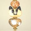 A Curious Cat and Heart Amber Lampwork Glass Light/Ceiling Fan Pull Chain view 1