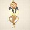 A Curious Cat and Heart Amber Lampwork Glass Light/Ceiling Fan Pull Chain view 2