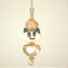 A Curious Cat and Heart Amber Lampwork Glass Light/Ceiling Fan Pull Chain view 3