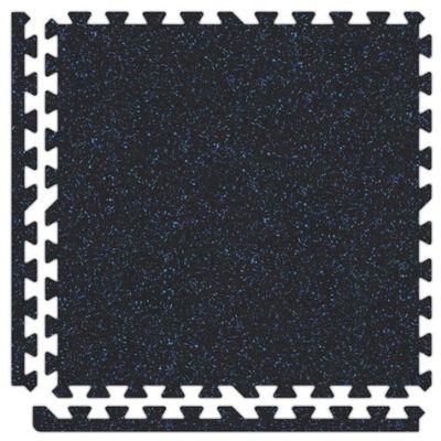 Alessco 10' x 10' x 3/4" (25 pieces) Black/Royal Blue SoftRubber Interlocking Comfortable Recycled Rubber/EVA Foam Rubber