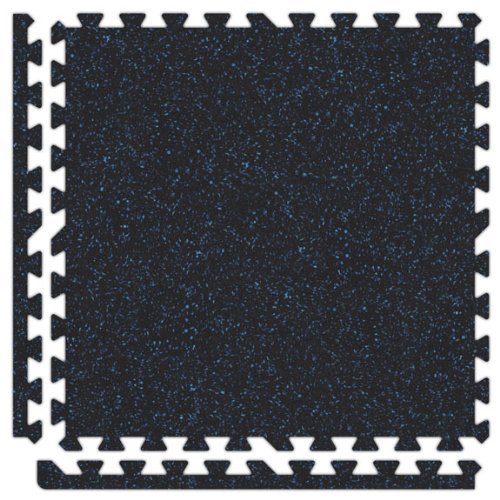 Alessco 10' x 10' x 3/4" (25 pieces) Black/Royal Blue SoftRubber Interlocking Comfortable Recycled Rubber/EVA Foam Rubber