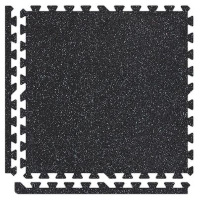 Alessco 6' x 6' x 3/4" (9 pieces) Black/Grey SoftRubber Interlocking Comfortable Recycled Rubber/EVA Foam Rubber