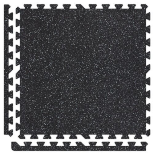 Alessco 6' x 6' x 3/4" (9 pieces) Black/Grey SoftRubber Interlocking Comfortable Recycled Rubber/EVA Foam Rubber
