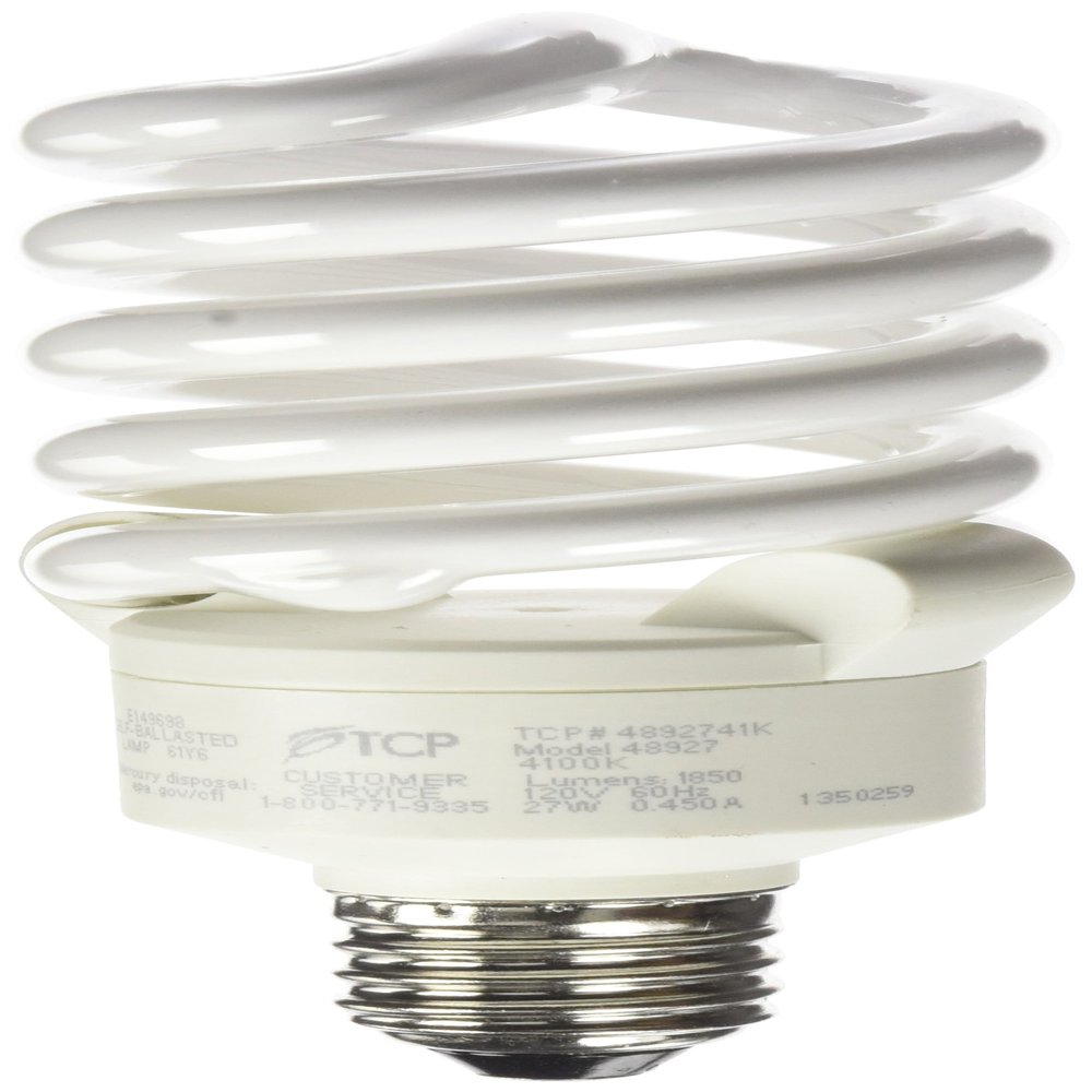 TCP 4892741k CFL Pro A - Lamp - 100 Watt Equivalent (27W) Cool White (4100K) Full Spring Lamp Light Bulb