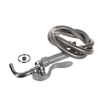 T&S Brass B-0102 Pot & Glass Filler, Plain End Curved Nozzle, 68-Inch Flexible Stainless Steel Hose