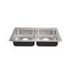 Just Double Bowl Drop-in Stainless Steel Sink, ADA, 18 GA, 3 Hole, OD 22" x 33", DL-ADA-2233-A-GR-3-5-5-DCR view 2