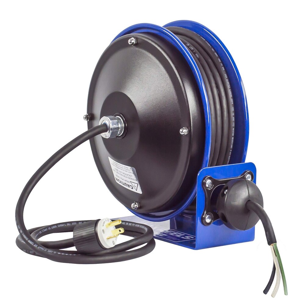 Coxreels PC10-3016-X Compact Efficient Heavy Duty 30 Power Cord Reel | Electrical Cord Reel for Garage | Lightweight Retractable Power Cord Reel | Electric Cord Reel | 12 AWG | Single Receptacle