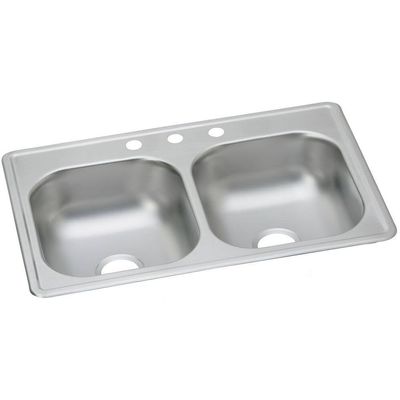 Elkay DSE233193 Dayton Equal Double Bowl Drop-in Stainless Steel Sink