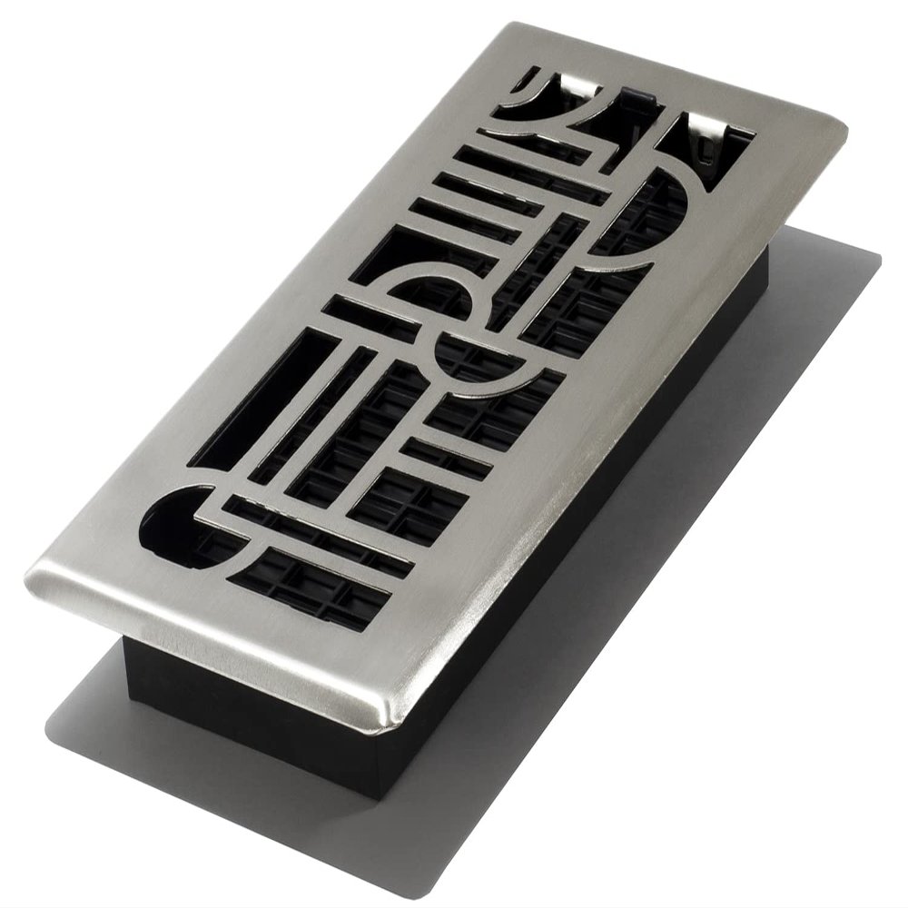 Dcor Grates ADH410-NKL Art Deco Floor Register 4x10 Inches Brushed Nickel 1 Pack