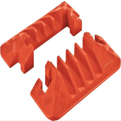 Checkers 4 Channel Industrial Drive Over Cable Protector End Caps for 1.25" Lines, 40k/Axle Load Capacity Hose and Cable Ramp for Heavy Duty Equipment, Made in The USA, Orange, CPEC4X125-O