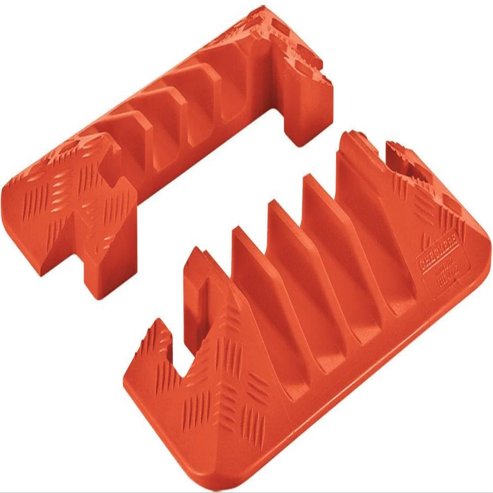 Checkers 4 Channel Industrial Drive Over Cable Protector End Caps for 1.25" Lines, 40k/Axle Load Capacity Hose and Cable Ramp for Heavy Duty Equipment, Made in The USA, Orange, CPEC4X125-O