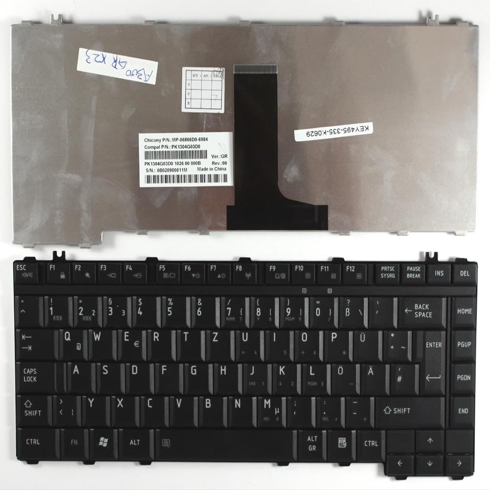 Power4Laptops German Layout Black Replacement Laptop Keyboard Compatible with Toshiba Satellite L300-1DI