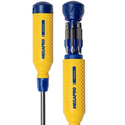 Megapro - 151SS-CS MegaPro 151SS 15-In-1 Stainless Steel Driver in Yellow/Blue yellow/blue