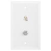Cmple - Combo Phone/Video Jack Plate, Single Gang F-Type Coaxial TV Cable and 6P4C RJ11 Telephone Jack Wall Plate, White view 1