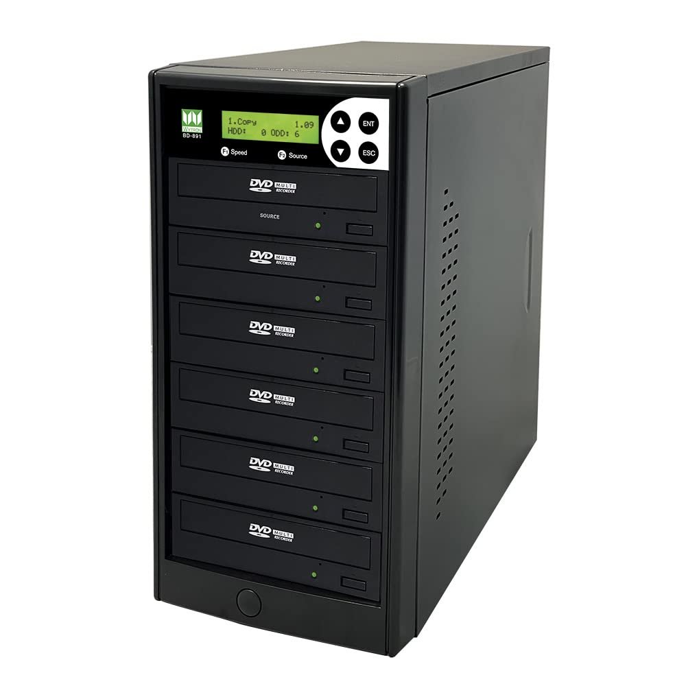 WYTRON 1 to 5 24X DVD Duplicator SATA CD DVD Burner - Standalone Copier Duplication Tower WY-S5T-DVD-BK