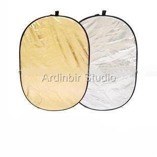 Ardinbir Studio 60" x 80" (150 x 200cm) Gold/Silver 2 in 1 Oval Collapsible Disc Photo Reflector Kit