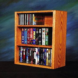 Wood Shed Solid Oak Desktop or Shelf for CD's and DVD's/VHS Tapes Clear