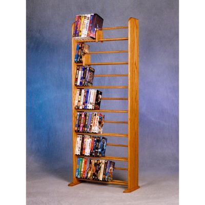 Wood SHED 705- DVD-VHS Solid Oak 7 Row Dowel DVD-VHS Rack