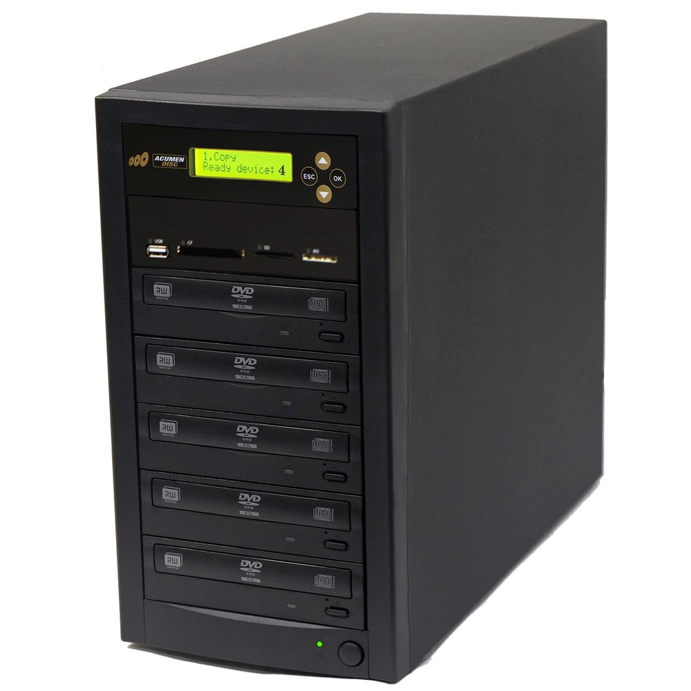 Acumen Disc 1 to 4 Multimedia Backup Duplicator - CF SD MS USB Flash Media Memory Card to DVD CD & Multiple Discs Copier Machine Unit (Standalone Audio Video Copy Tower, Duplication Device)