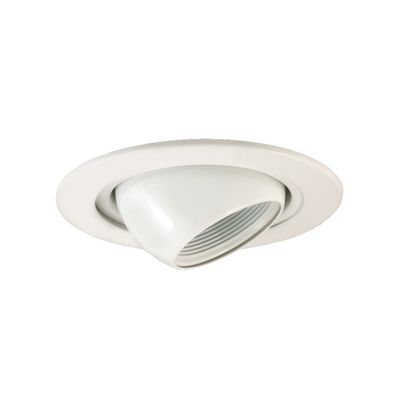 Jesco Lighting TM405WH 4-Inch Aperture Low Voltage Trim Recessed Light, Adjustable Eyeball with Step Baffle, White Finish