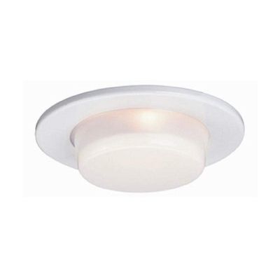 Jesco Lighting TM5505WH 5-Inch Aperture Line Voltage Trim Recessed Light, Dropped Opal Glass Dish for Shower, White Finish