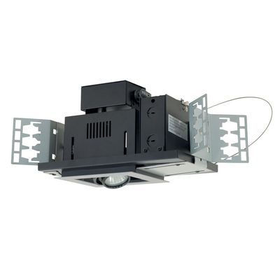 Jesco Lighting MG1650-1ESB Modulinear Directional Lighting for New Construction, Double Gimbal 50W MR16 1-Light Linear, Black Interior with Silver Trim