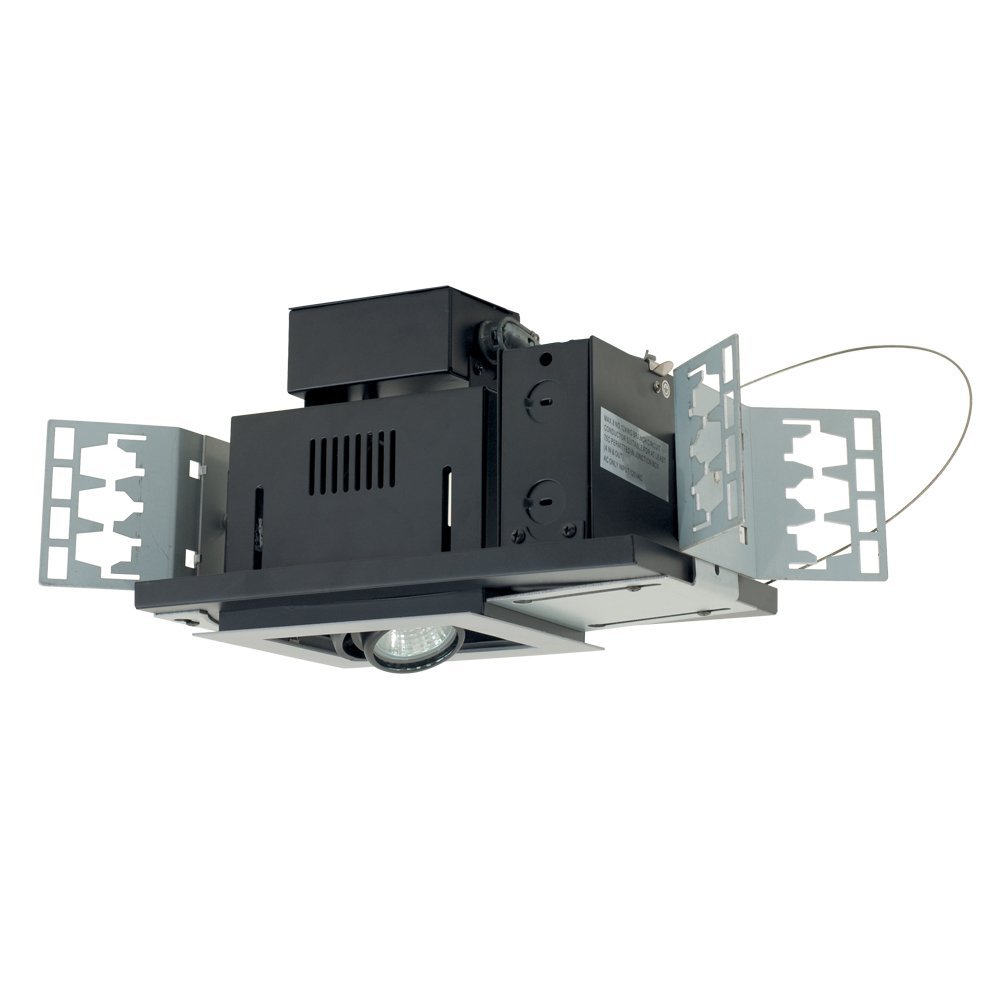 Jesco Lighting MG1650-1ESB Modulinear Directional Lighting for New Construction, Double Gimbal 50W MR16 1-Light Linear, Black Interior with Silver Trim