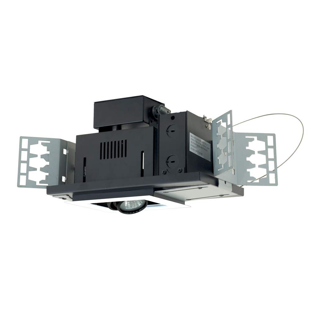 Jesco Lighting MG1650-1EWB Modulinear Directional Lighting for New Construction, Double Gimbal 50W MR16 1-Light Linear, Black Interior with White Trim