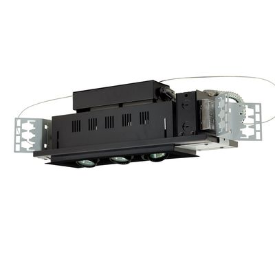 Jesco Lighting MG1650-3EBB Modulinear Directional Lighting for New Construction, Double Gimbal 50W MR16 3-Light Linear, Black Interior with Black Trim