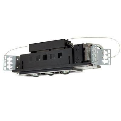 Jesco Lighting MG1650-3ESB Modulinear Directional Lighting for New Construction, Double Gimbal 50W MR16 3-Light Linear, Black Interior with Silver Trim
