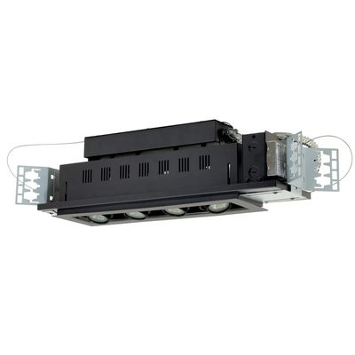 Jesco Lighting MG1650-4ESB Modulinear Directional Lighting for New Construction, Double Gimbal 50W MR16 4-Light Linear, Black Interior with Silver Trim