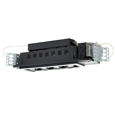 Jesco Lighting MG1650-4EWB Modulinear Directional Lighting for New Construction, Double Gimbal 50W MR16 4-Light Linear, Black Interior with White Trim