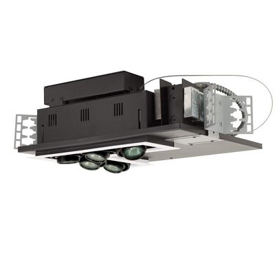 Jesco Lighting MG1650-5LEWB Modulinear Directional Lighting for New Construction, Double Gimbal 50W MR16 5-Light L-Corner, Black Interior with White Trim
