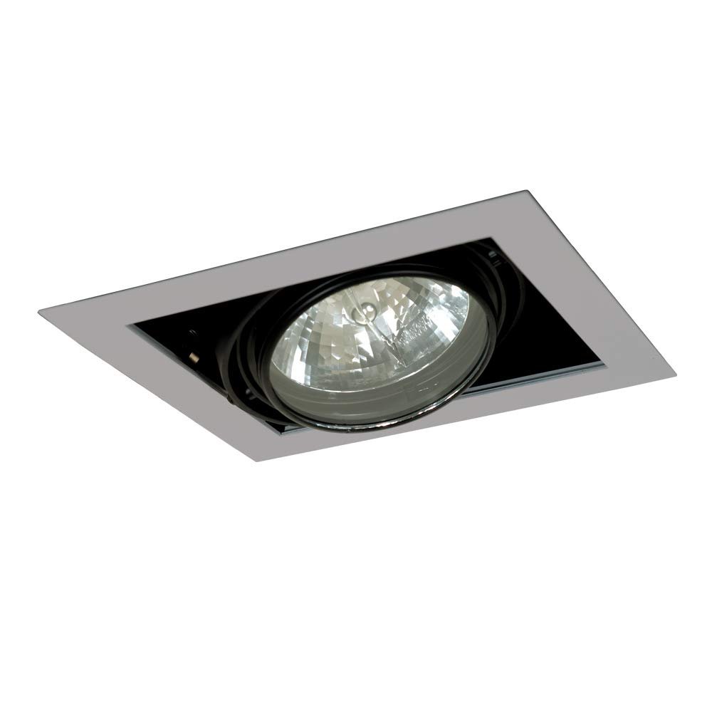 Jesco Lighting MGA175-1ESB Modulinear Directional Lighting for New Construction, Double Gimbal AR111 1-Light Linear, Black Interior with Silver Trim