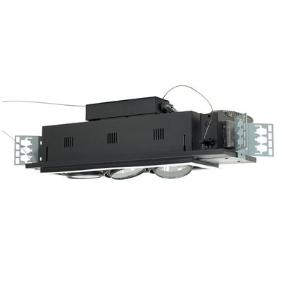 Jesco Lighting MGA175-3ESB Modulinear Directional Lighting for New Construction, Double Gimbal AR111 3-Light Linear, Black Interior with Silver Trim