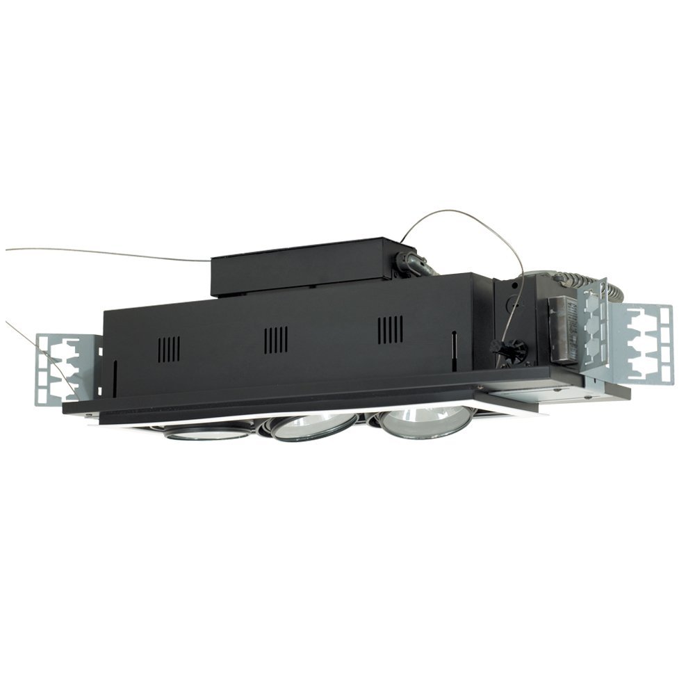 Jesco Lighting MGA175-3ESB Modulinear Directional Lighting for New Construction, Double Gimbal AR111 3-Light Linear, Black Interior with Silver Trim