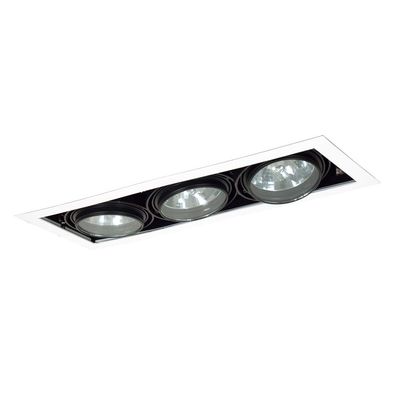 Jesco Lighting MGA175-3EWB Modulinear Directional Lighting for New Construction, Double Gimbal AR111 3-Light Linear, Black Interior with White Trim