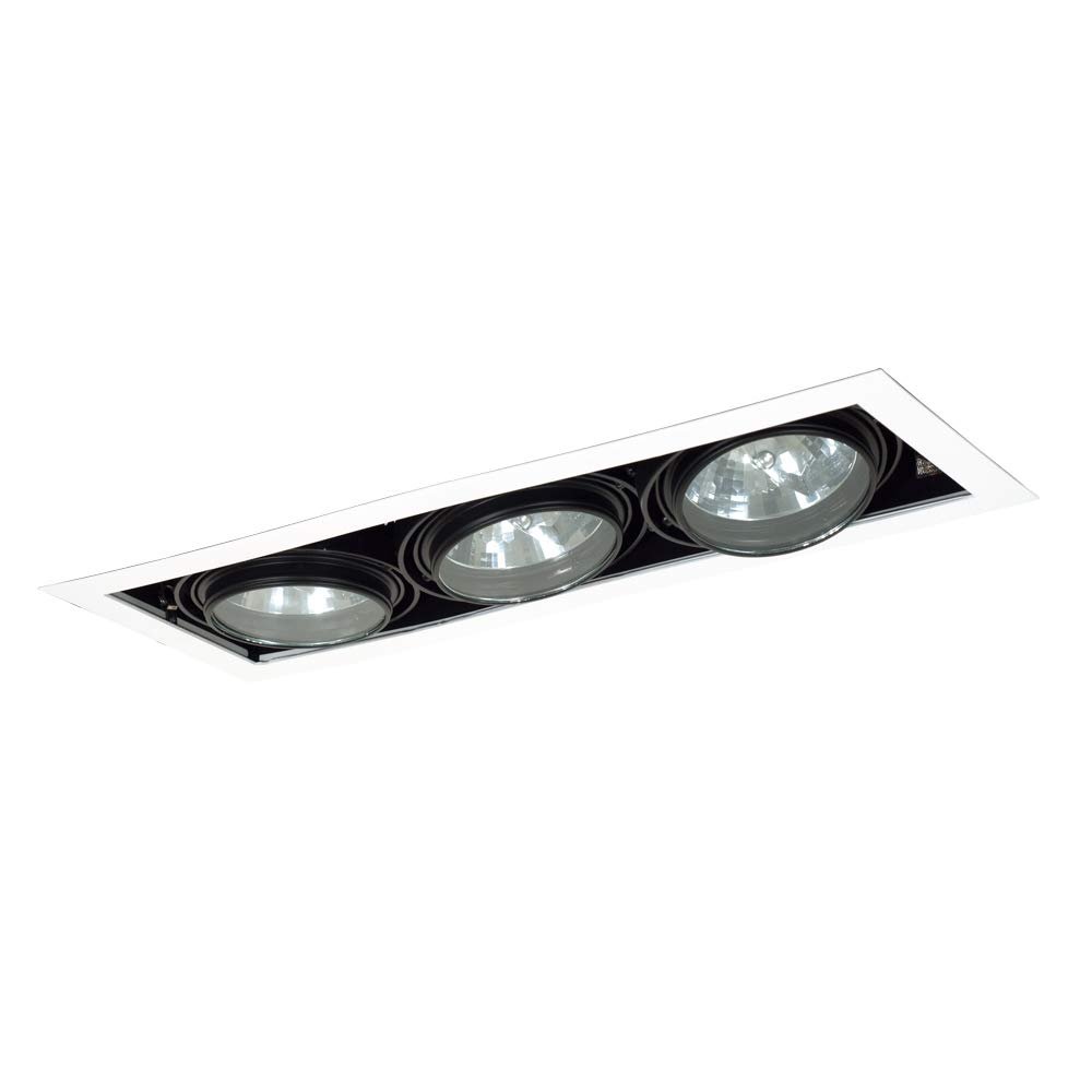 Jesco Lighting MGA175-3EWB Modulinear Directional Lighting for New Construction, Double Gimbal AR111 3-Light Linear, Black Interior with White Trim
