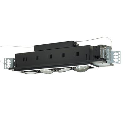 Jesco Lighting MGA175-4ESB Modulinear Directional Lighting For New Construction, Double Gimbal AR111 4-Light Linear, Black Interior With Silver Trim