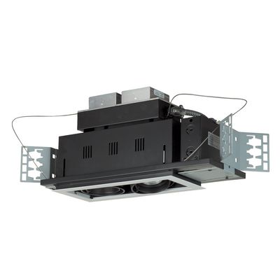 Jesco Lighting MGMH2039-2EWB Modulinear Directional Lighting for New Construction, Double Gimbal Metal Halide 39W PAR20 2-Light Linear, Black Interior with White Trim