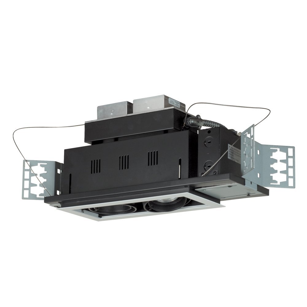 Jesco Lighting MGMH2039-2EWB Modulinear Directional Lighting for New Construction, Double Gimbal Metal Halide 39W PAR20 2-Light Linear, Black Interior with White Trim