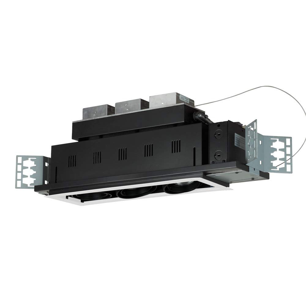 Jesco Lighting MGMH2039-3EWB Modulinear Directional Lighting for New Construction, Double Gimbal Metal Halide 39W PAR20 3-Light Linear, Black Interior with White Trim