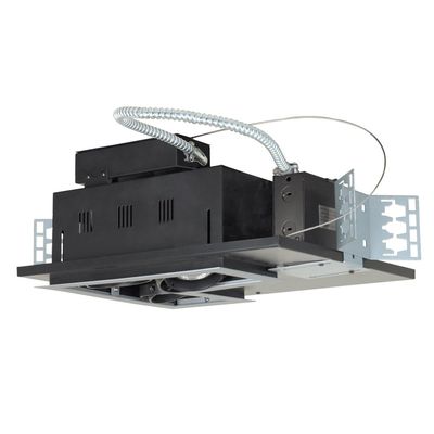 Jesco Lighting MGP20-3LSB Modulinear Directional Lighting for New Construction, Double Gimbal PAR20 3-Light L-Corner, Black Interior with Silver Trim